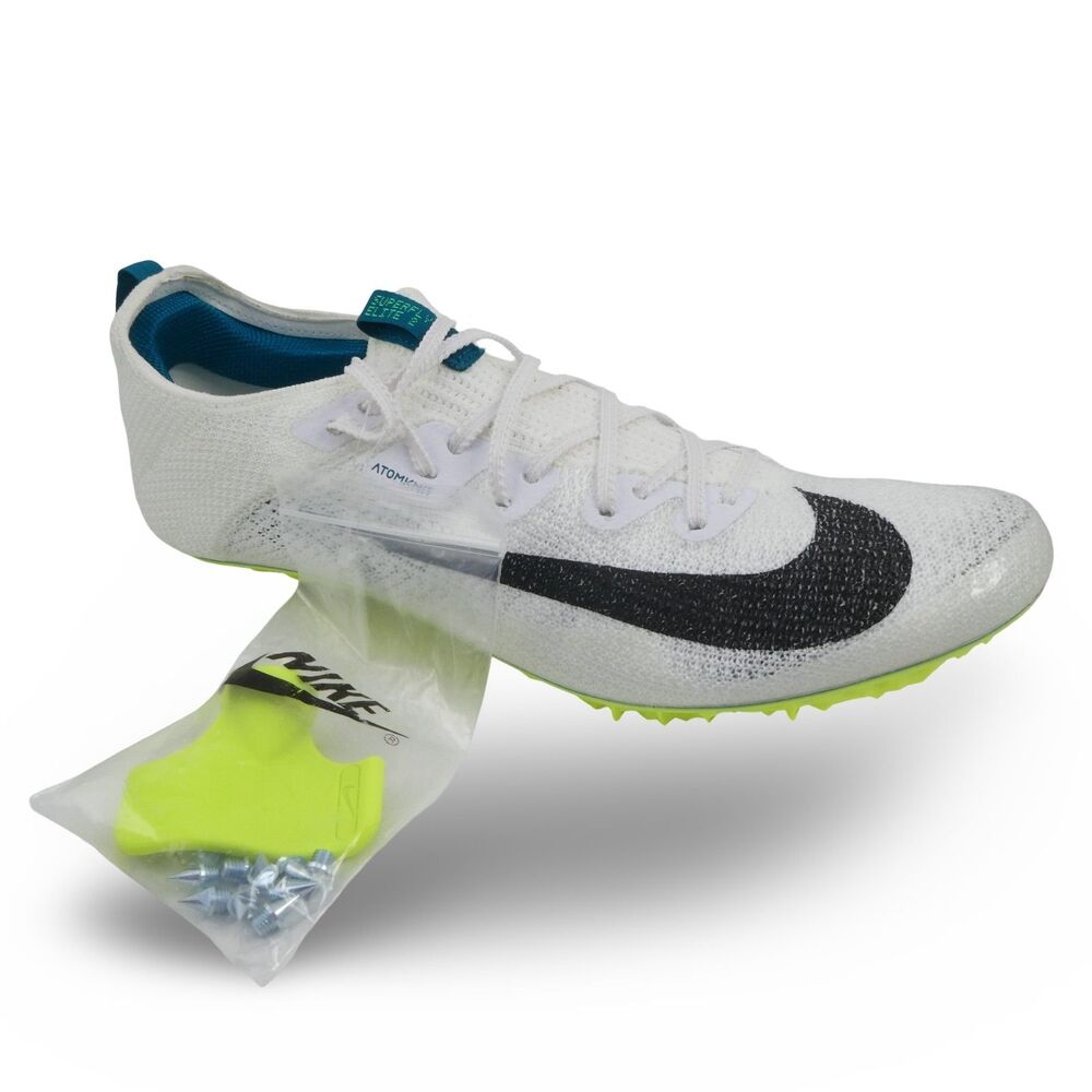 Nike Men's US 12 Zoom Superfly Elite 2 Track Shoes White Green Spikes FZ9662-100